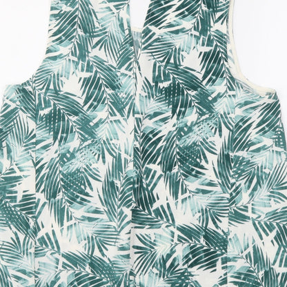 ICHI Womens Green Floral Polyester Basic Tank Size M Round Neck