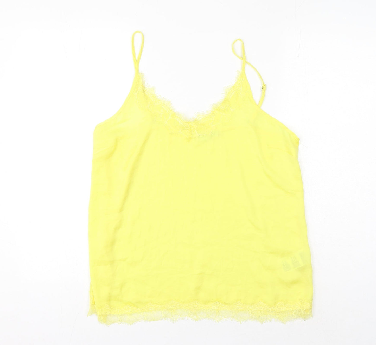 Saint Tropez Clothing Womens Yellow Polyester Camisole Tank Size L Scoop Neck - Lace Detail