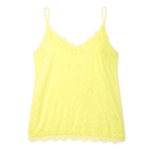 Saint Tropez Clothing Womens Yellow Polyester Camisole Tank Size L Scoop Neck - Lace Detail