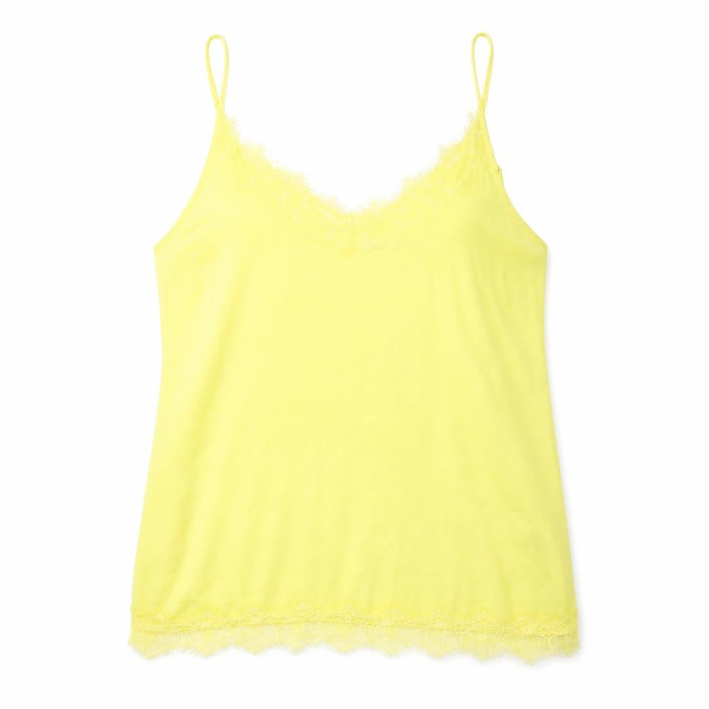 Saint Tropez Clothing Womens Yellow Polyester Camisole Tank Size L Scoop Neck - Lace Detail