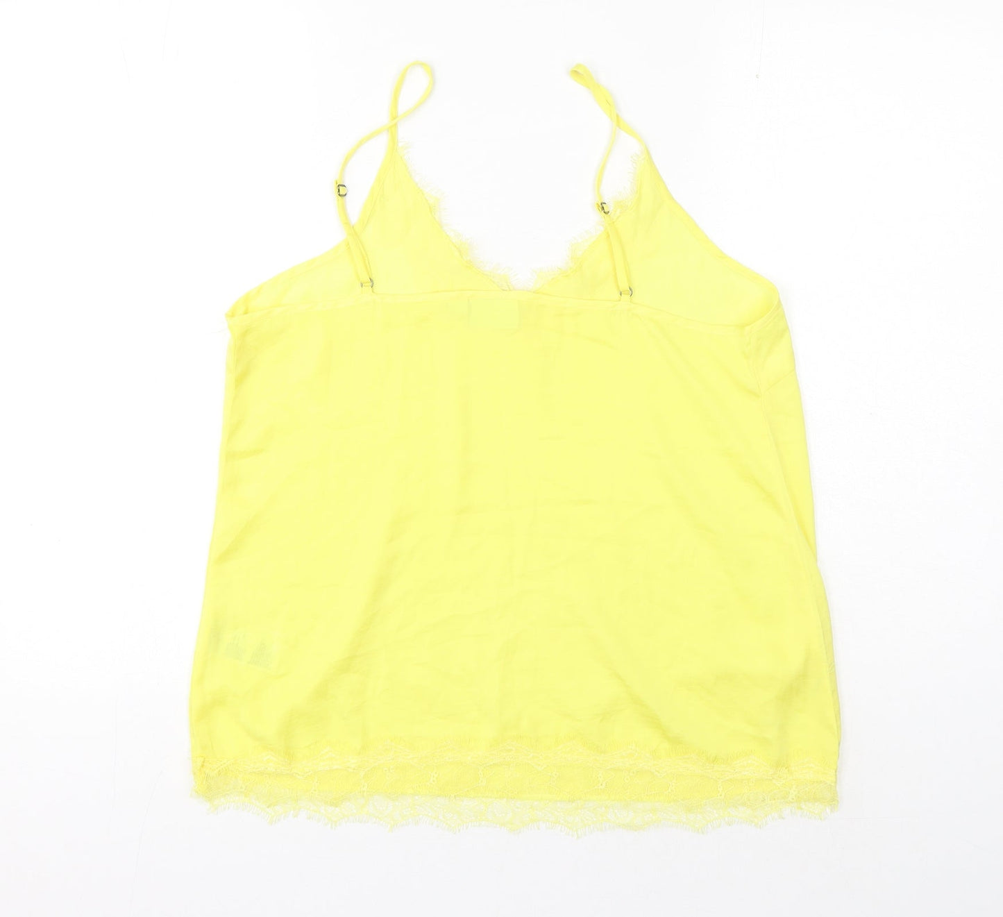 Saint Tropez Clothing Womens Yellow Polyester Camisole Tank Size L Scoop Neck - Lace Detail