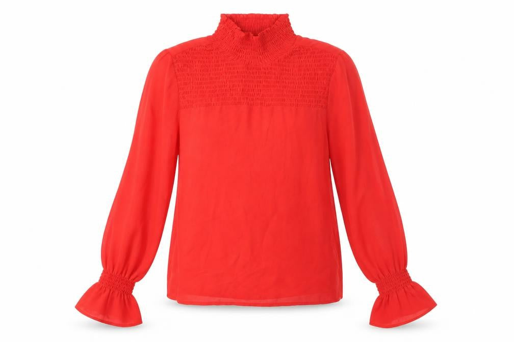 Monki Womens Red Polyester Basic Blouse Size XS High Neck