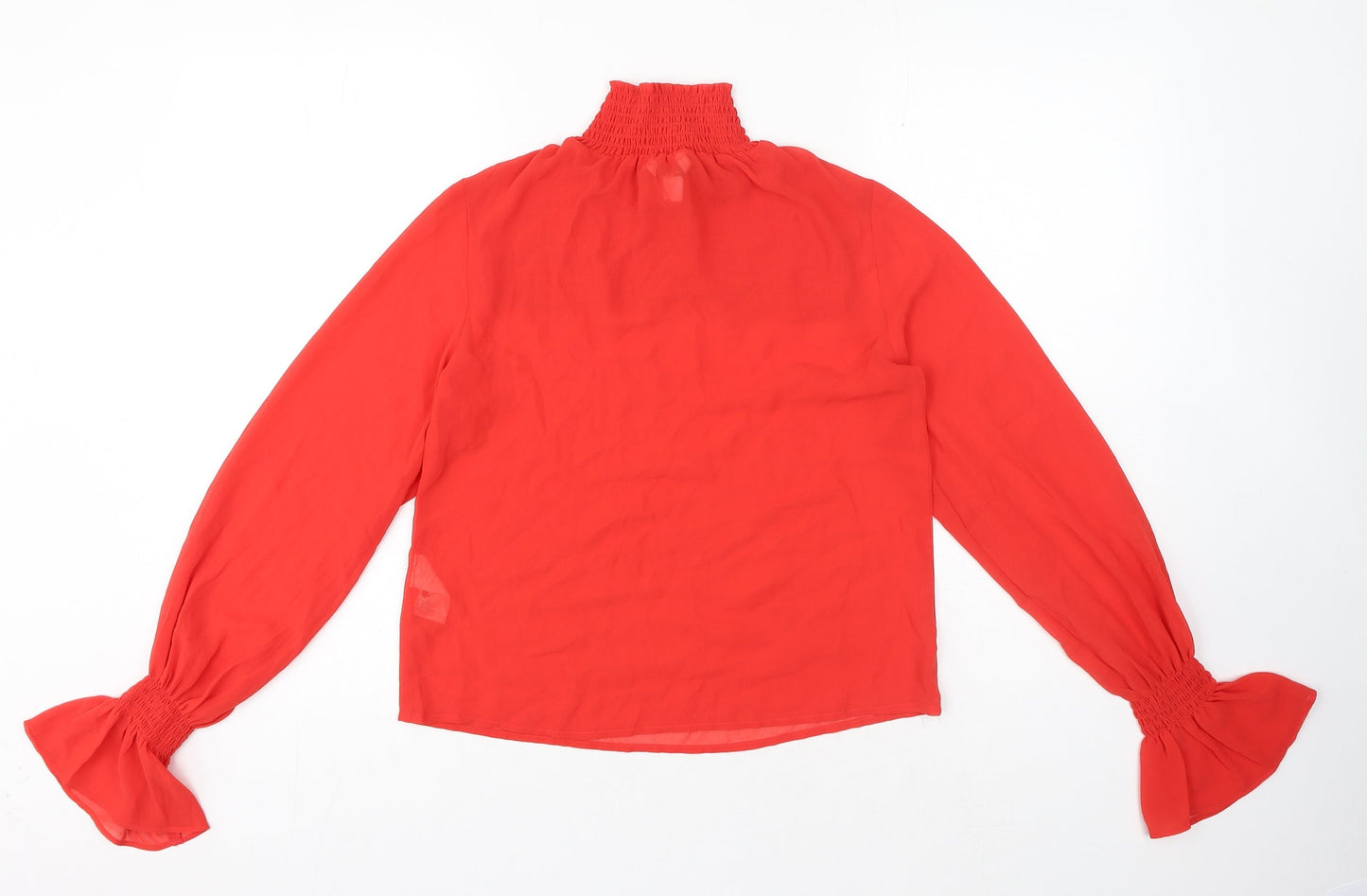 Monki Womens Red Polyester Basic Blouse Size XS High Neck