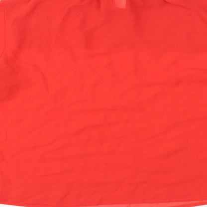 Monki Womens Red Polyester Basic Blouse Size XS High Neck