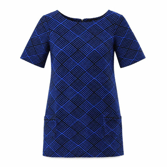 Wallis Womens Blue Geometric Polyester Mini Size S Round Neck Zip