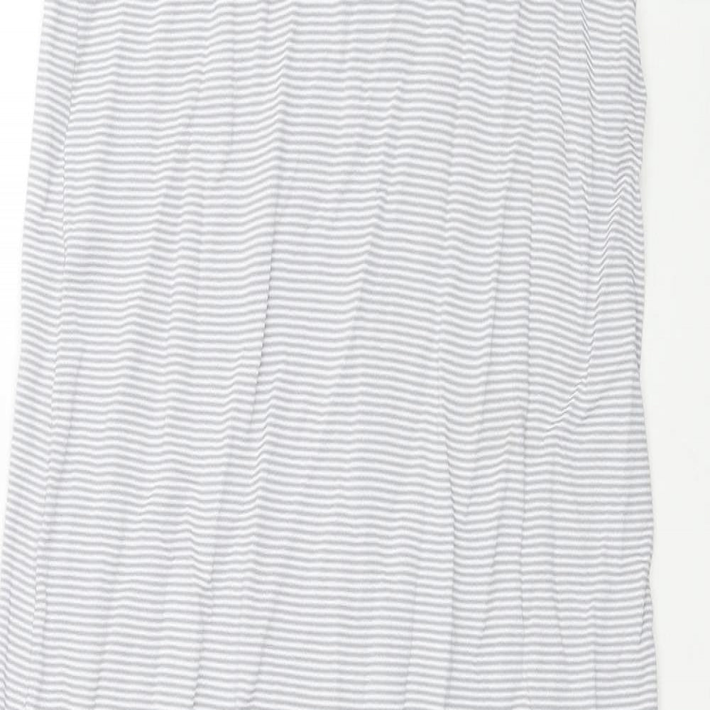 Zara Womens Grey Striped Viscose Tank Dress Size S V-Neck Pullover