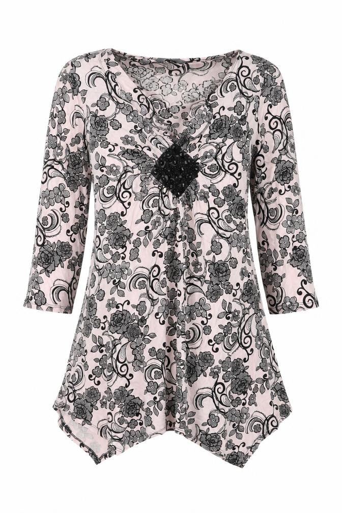 BHS Womens Pink Paisley Viscose Basic Blouse Size 14 V-Neck