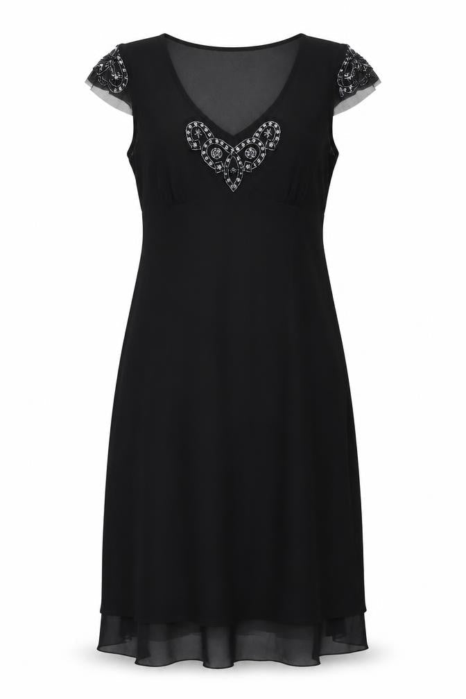 Autograph Womens Black Polyester A-Line Size 10 V-Neck Zip