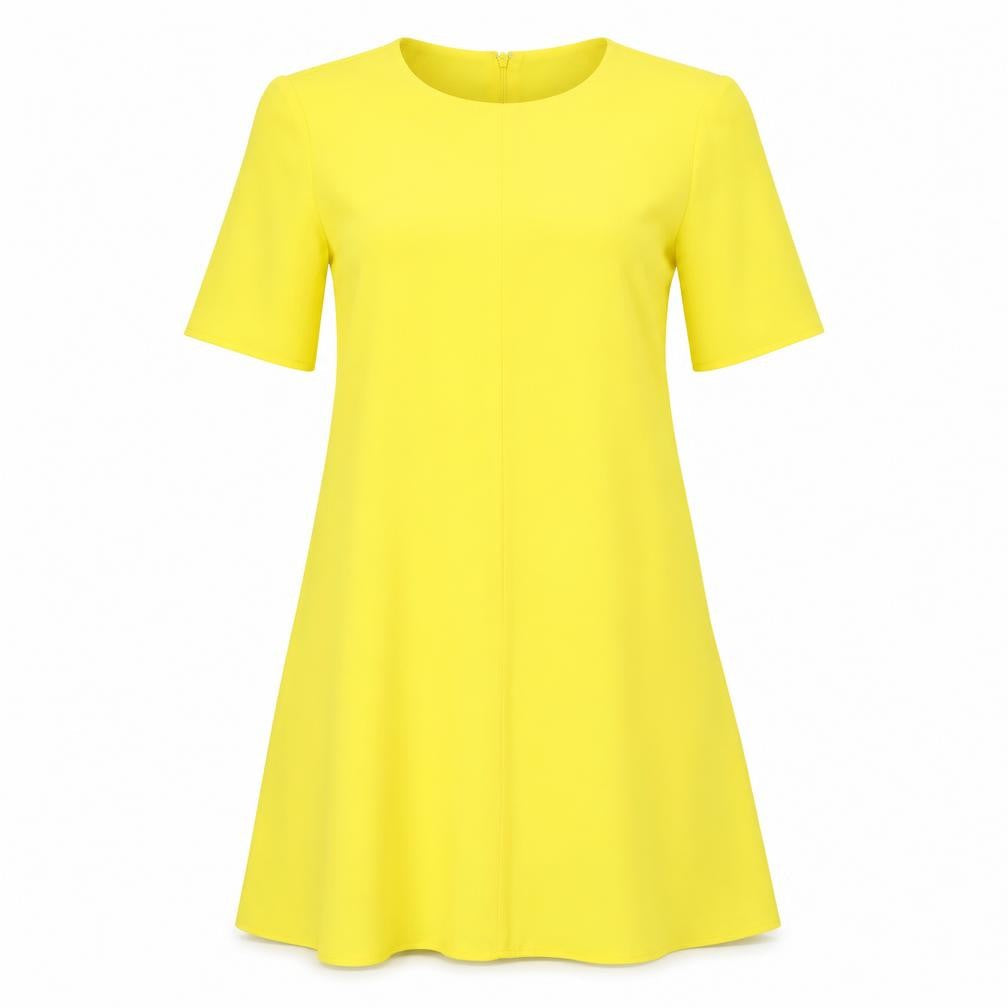 Warehouse Womens Yellow Polyester A-Line Size 10 Round Neck Zip