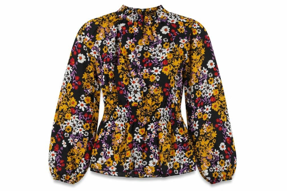Outrageous Womens Multicoloured Floral Polyester Tunic Blouse Size 12 Round Neck
