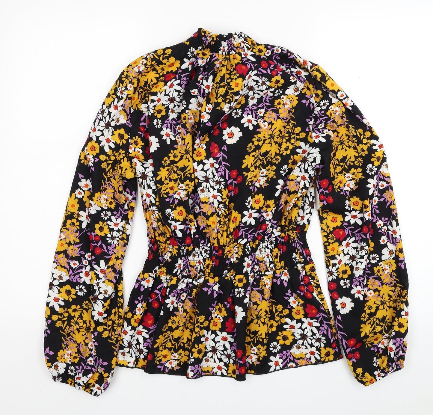 Outrageous Womens Multicoloured Floral Polyester Tunic Blouse Size 12 Round Neck