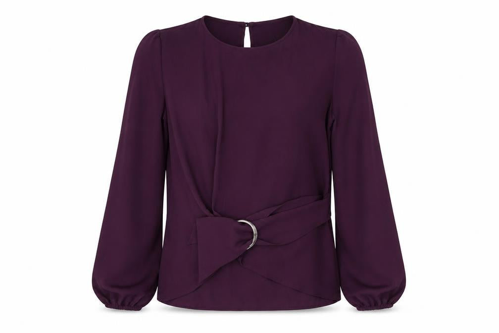 Primark Womens Purple Polyester Basic Blouse Size 6 Round Neck