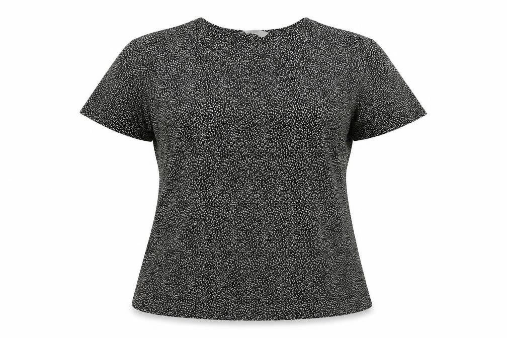 Marks & Spencer Womens Black Geometric Polyester Basic T-Shirt Size 12 Round Neck