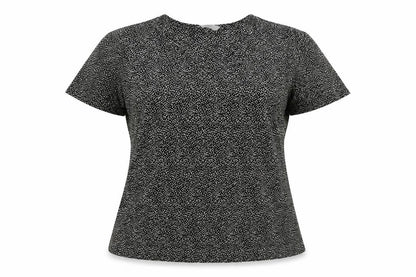 Marks & Spencer Womens Black Geometric Polyester Basic T-Shirt Size 12 Round Neck
