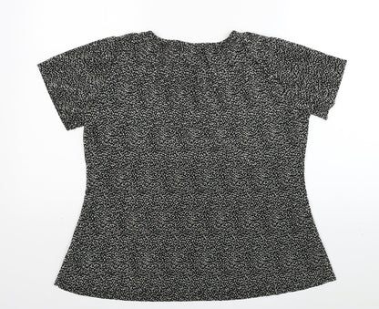 Marks & Spencer Womens Black Geometric Polyester Basic T-Shirt Size 12 Round Neck