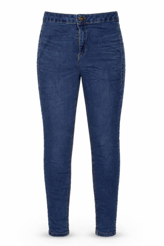 Marks & Spencer Womens Blue Cotton Skinny Jeans Size 8 L28 in Regular Button
