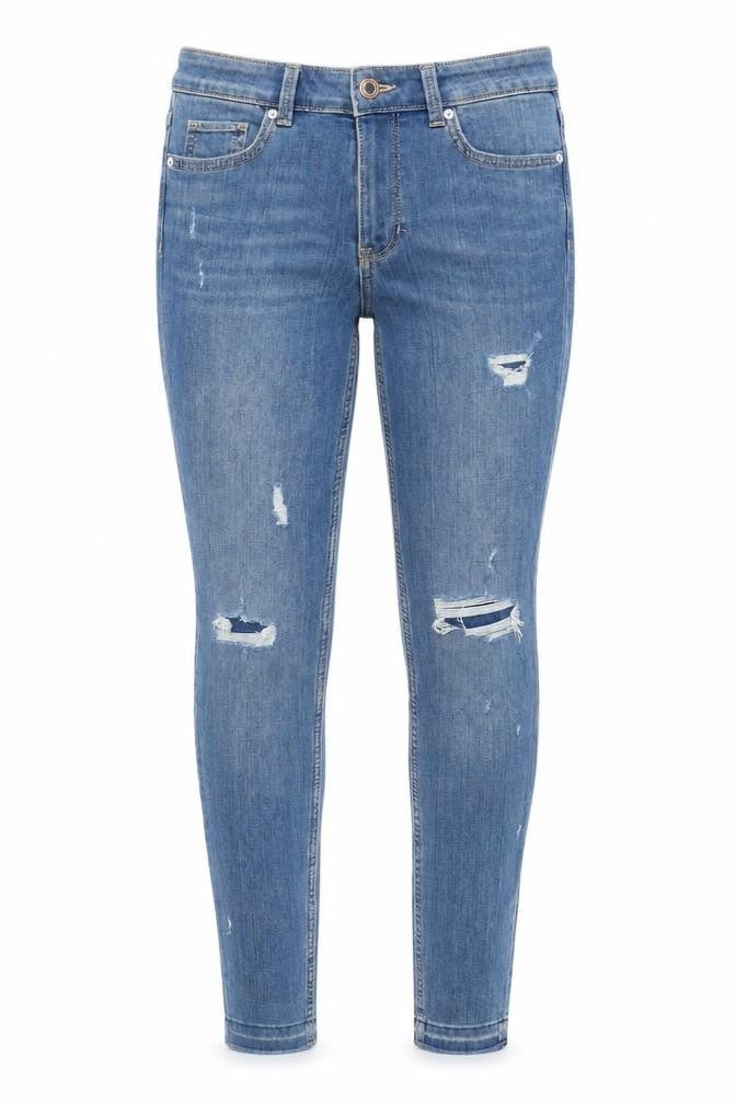 Marks & Spencer Womens Blue Cotton Skinny Jeans Size 10 L28 in Regular Button