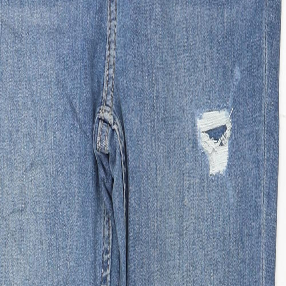 Marks and Spencer Womens Blue Cotton Skinny Jeans Size 10 L28 in Regular Button