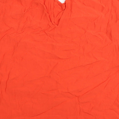 River Island Womens Orange Viscose Basic T-Shirt Size 14 Round Neck