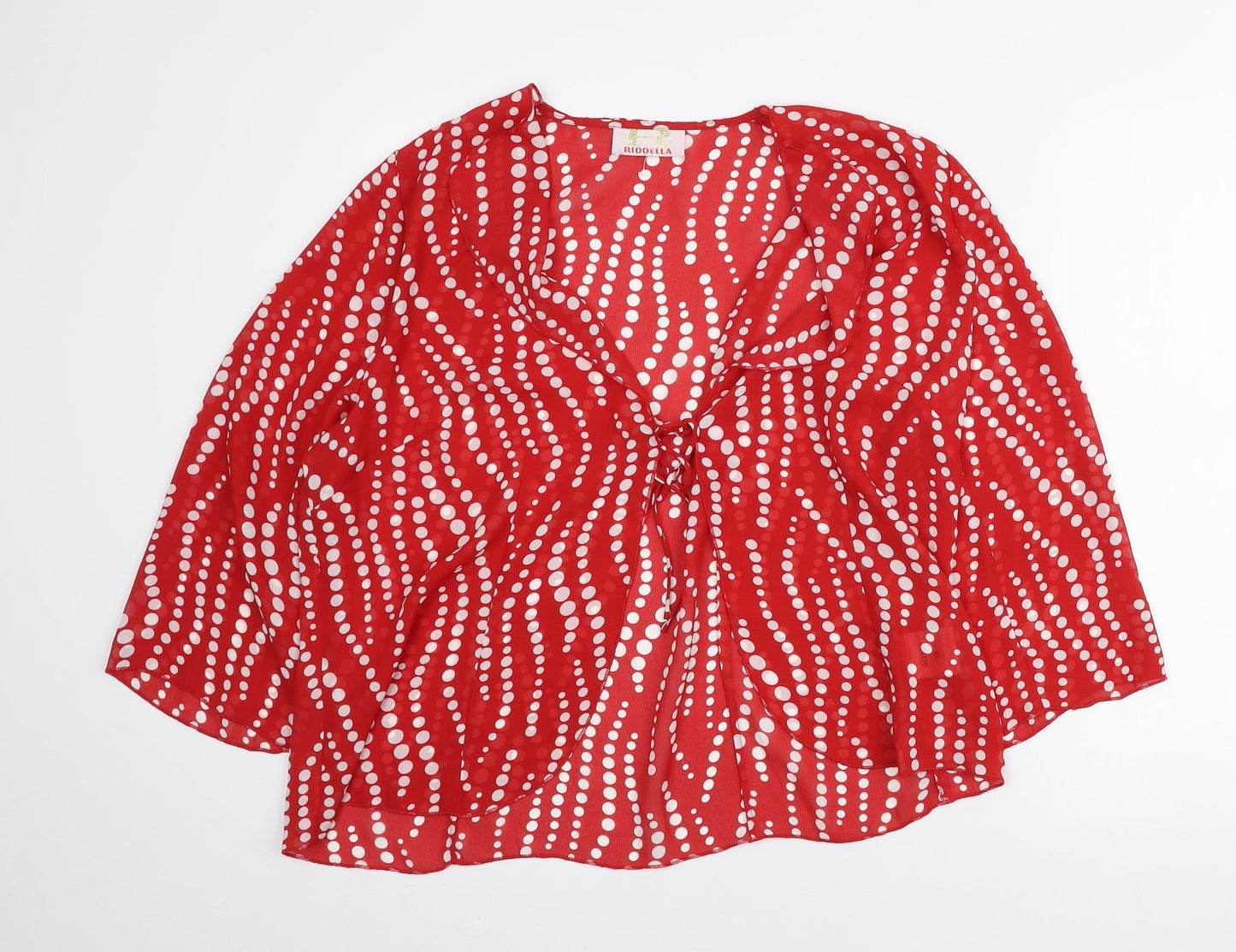 Riddell Womens Red Geometric Polyester Basic Blouse Size 18 V-Neck