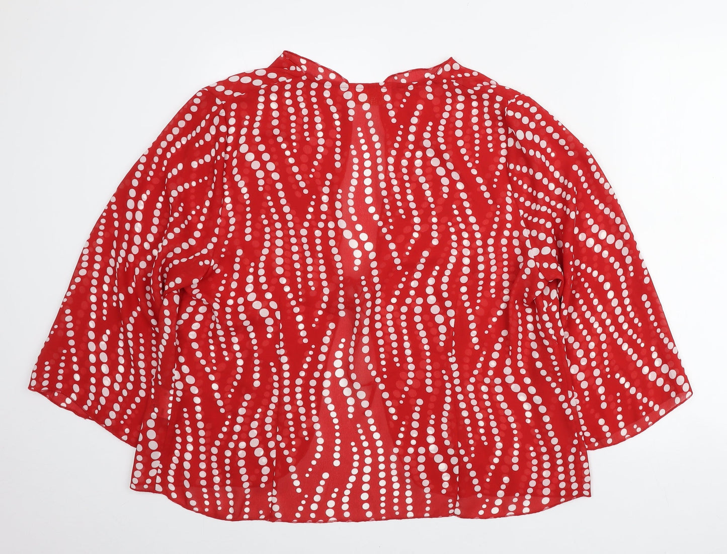 Riddell Womens Red Geometric Polyester Basic Blouse Size 18 V-Neck