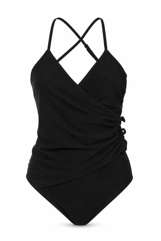 Zara Womens Black Polyester Bodysuit One-Piece Size S Button