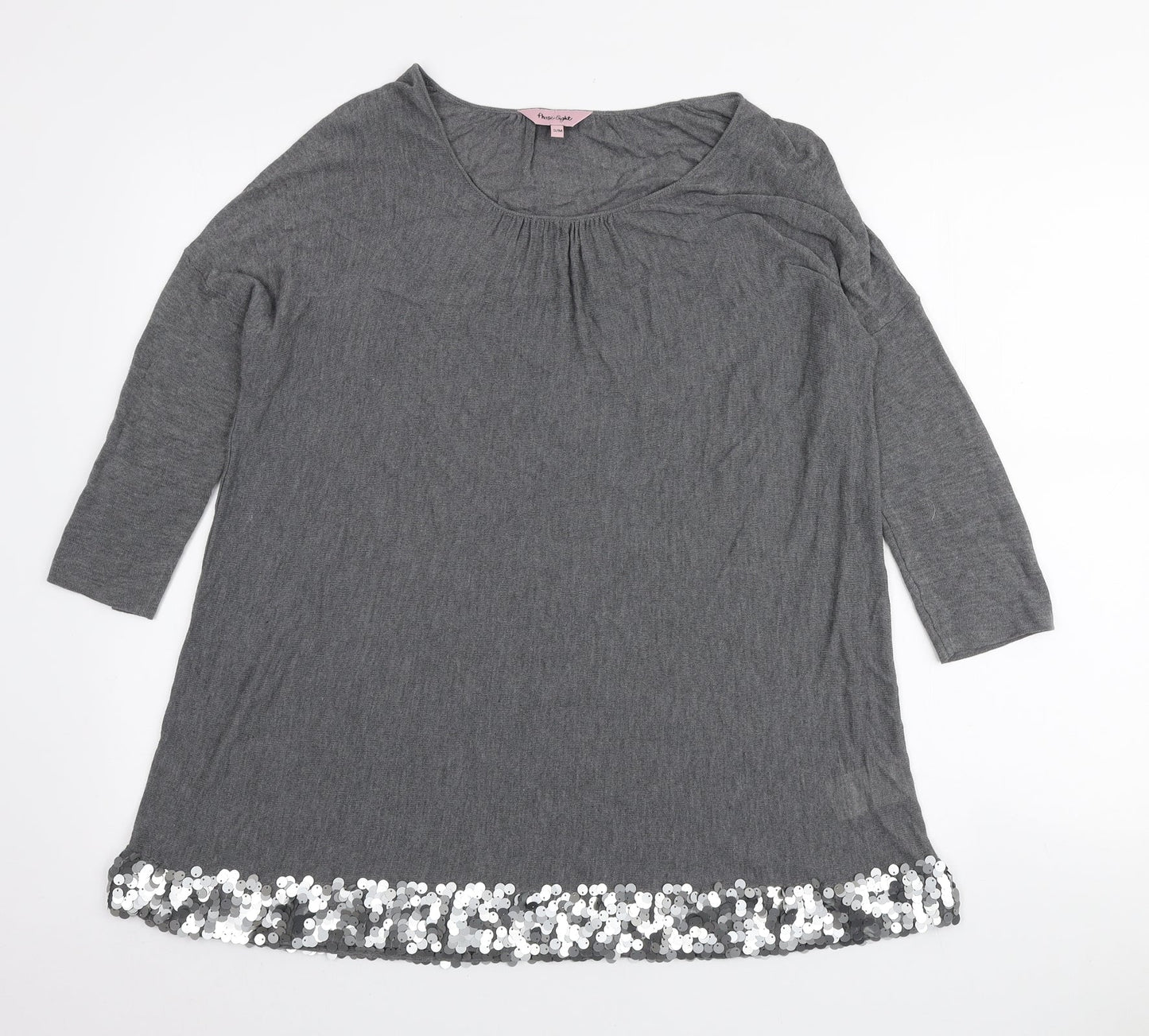 Phase Eight Womens Grey Viscose Basic Blouse Size S Scoop Neck