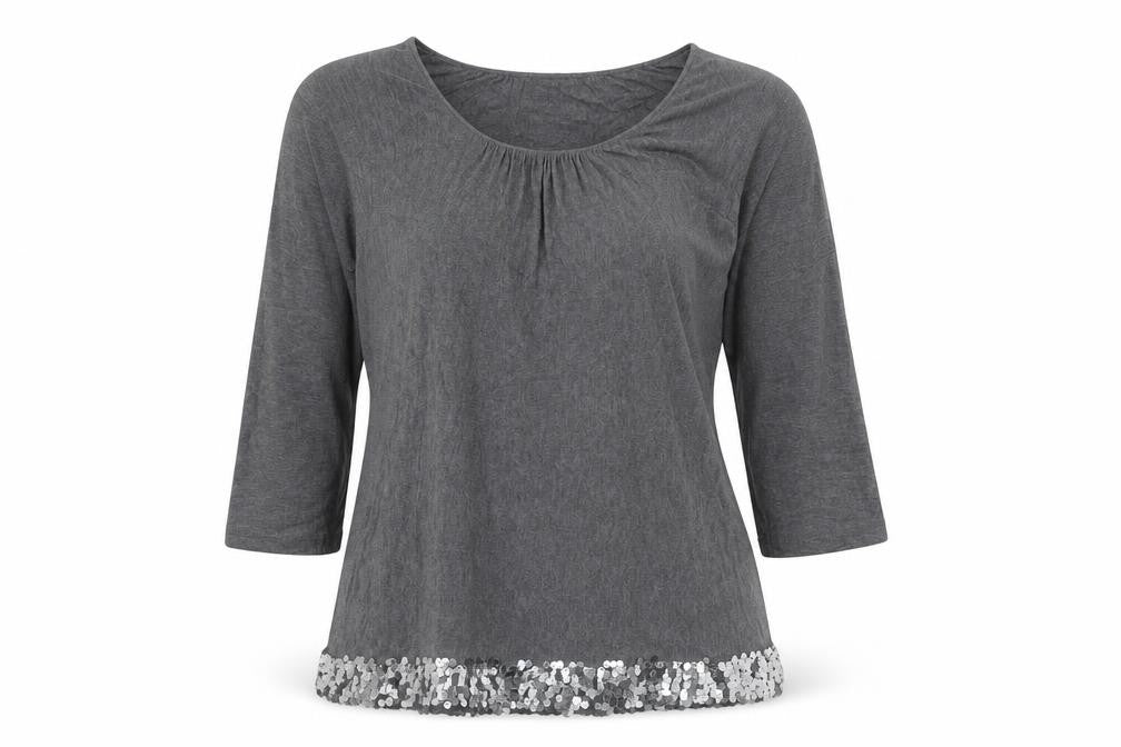 Phase Eight Womens Grey Viscose Basic Blouse Size S Scoop Neck
