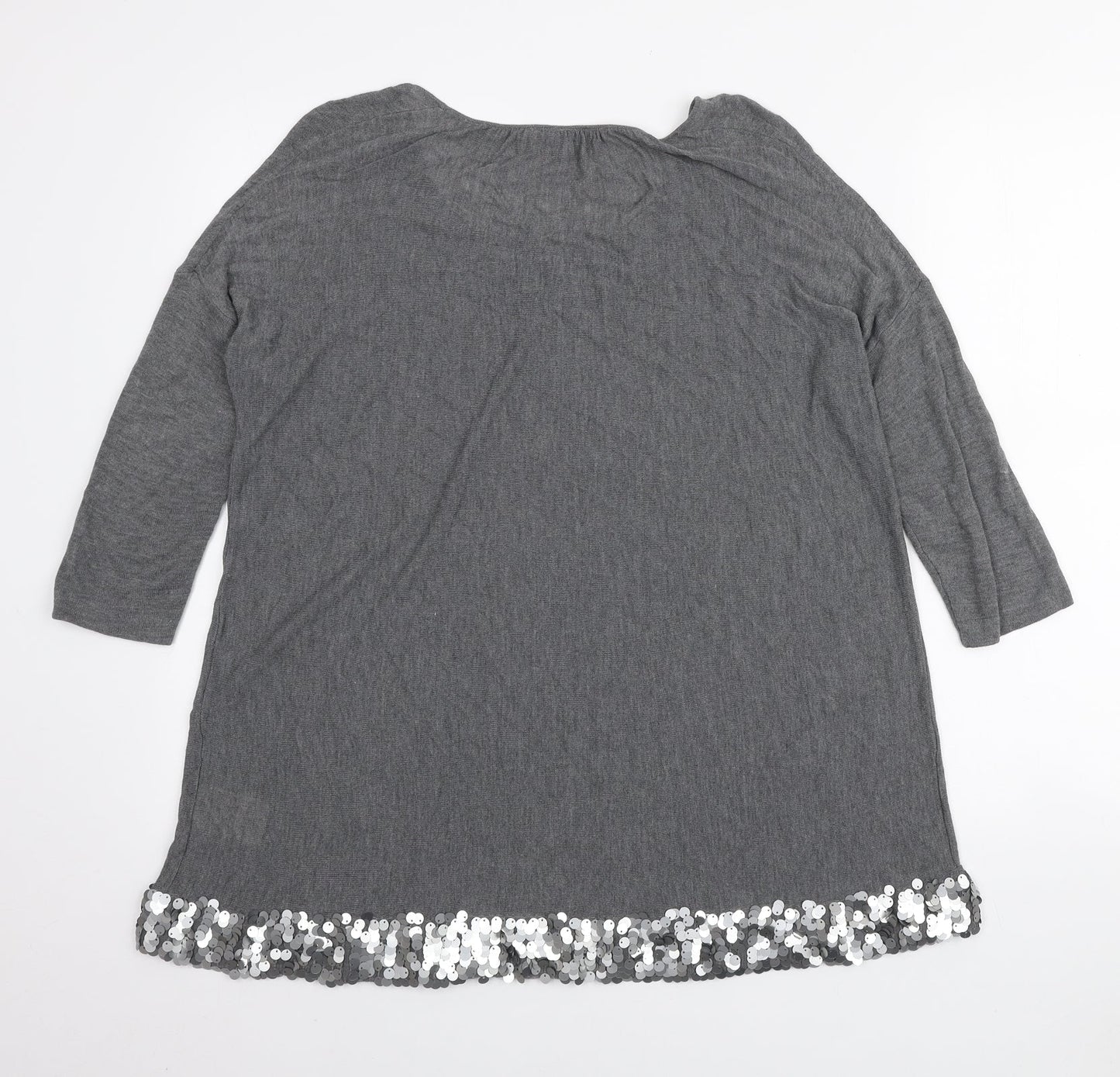 Phase Eight Womens Grey Viscose Basic Blouse Size S Scoop Neck