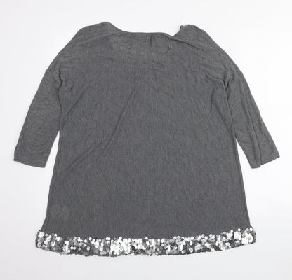 Phase Eight Womens Grey Viscose Basic Blouse Size S Scoop Neck
