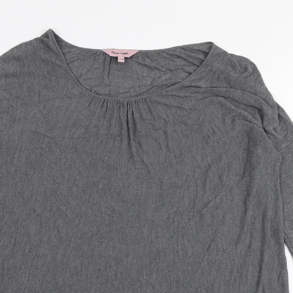 Phase Eight Womens Grey Viscose Basic Blouse Size S Scoop Neck