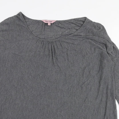 Phase Eight Womens Grey Viscose Basic Blouse Size S Scoop Neck