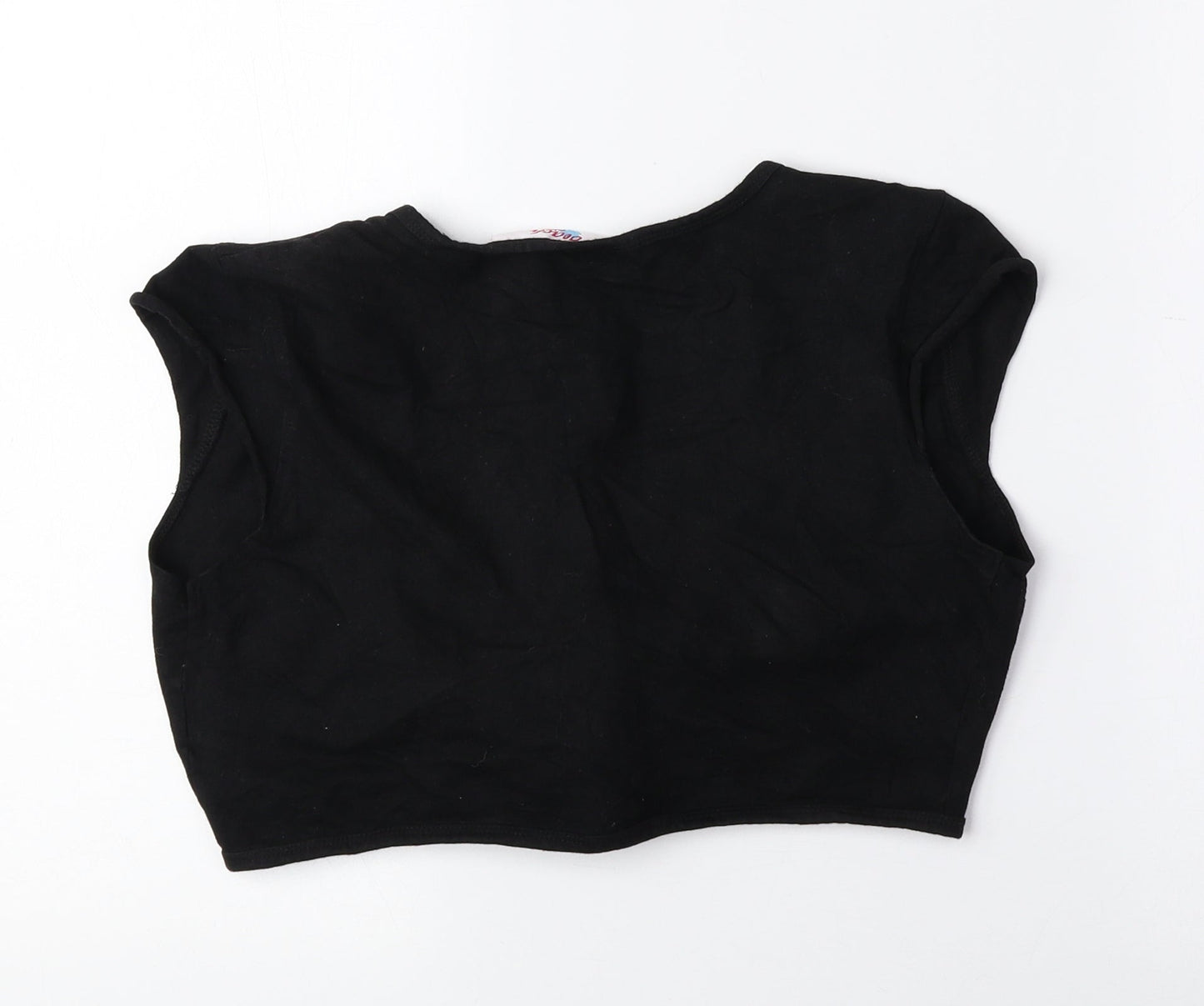 Beach Time Womens Black V-Neck Cotton Cardigan Jumper Size 10 - Cropped, Tie