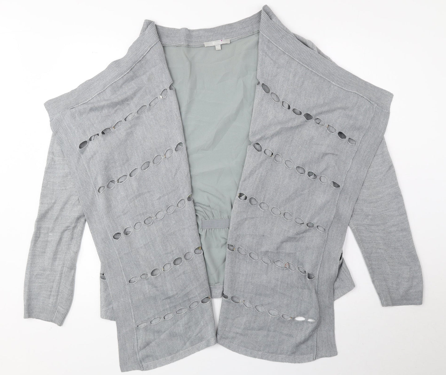 Per Una Womens Grey V-Neck Acrylic Cardigan Jumper Size 14