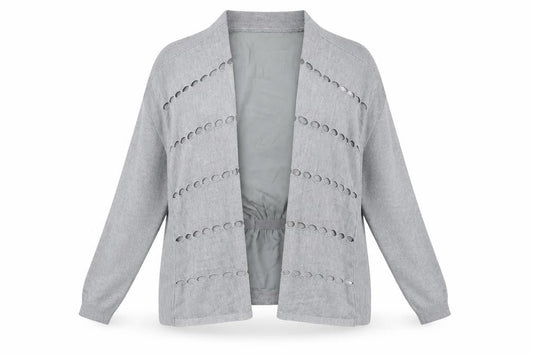 Per Una Womens Grey V-Neck Acrylic Cardigan Jumper Size 14