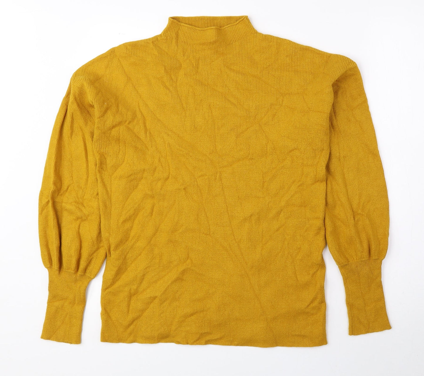 Peacocks Womens Yellow High Neck Viscose Pullover Jumper Size 14