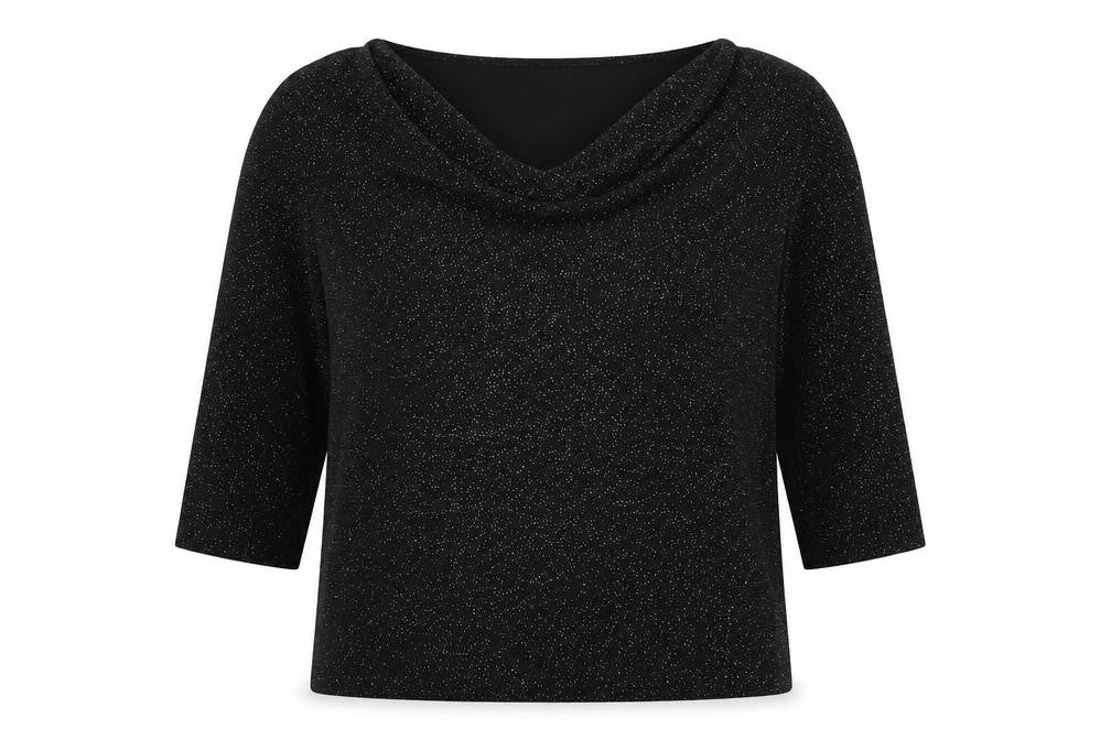 Anna Rose Womens Black Polyester Basic Blouse Size L Cowl Neck