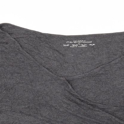 Primark Womens Grey Elastane Basic T-Shirt Size L V-Neck