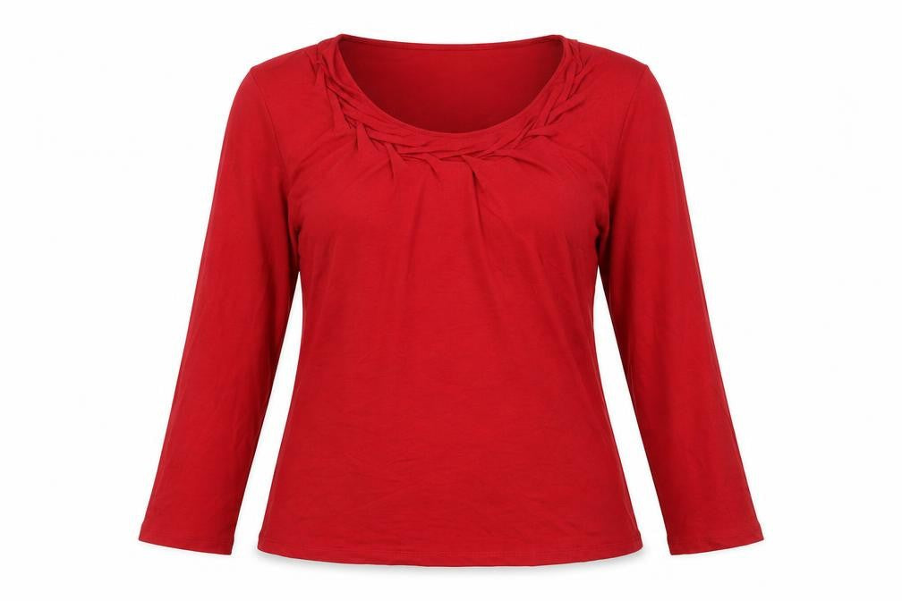 Marks & Spencer Womens Red Viscose Basic Blouse Size 10 Round Neck