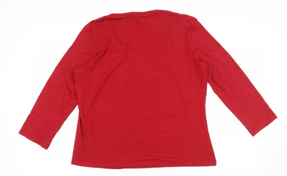 Marks & Spencer Womens Red Viscose Basic Blouse Size 10 Round Neck