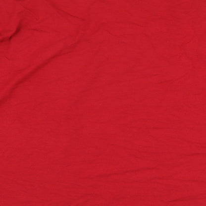 Marks & Spencer Womens Red Viscose Basic Blouse Size 10 Round Neck