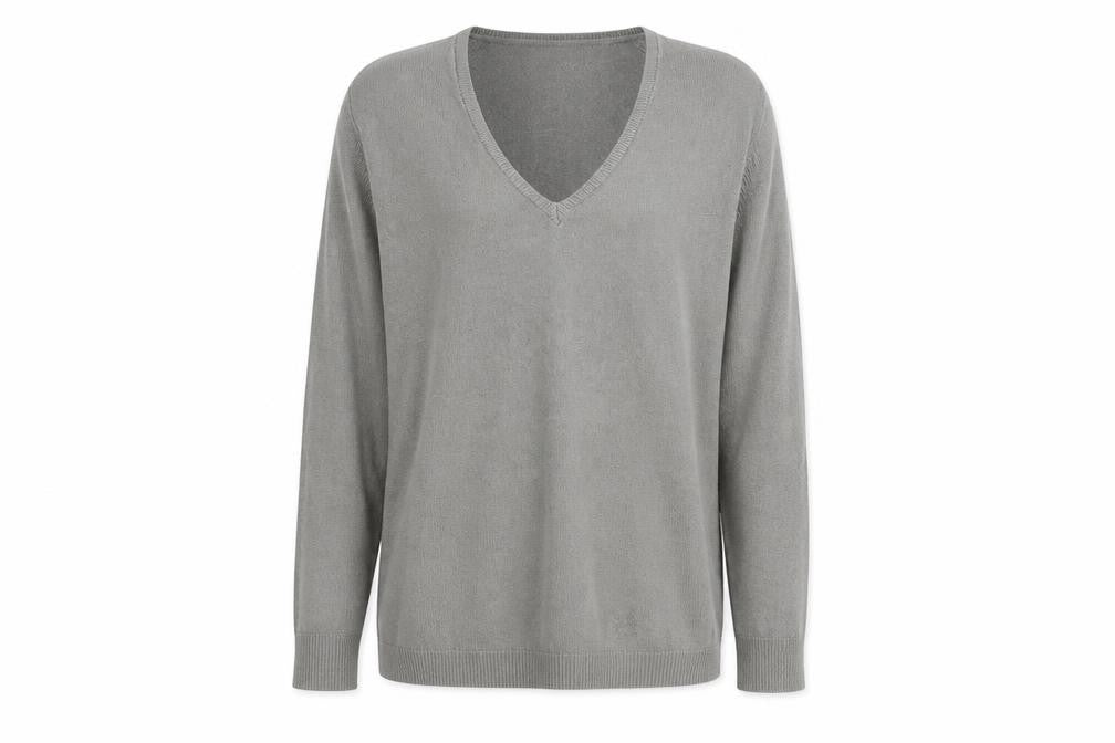 Primark Womens Grey V-Neck Acrylic Pullover Jumper Size M