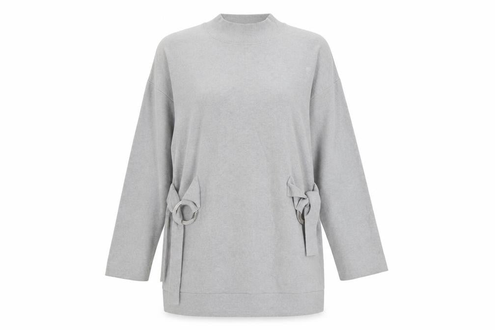 TU Womens Grey Round Neck Acrylic Pullover Jumper Size 14