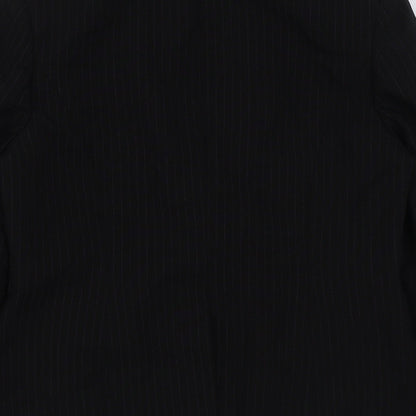 Select Womens Black Striped Polyester Jacket Blazer Size 14