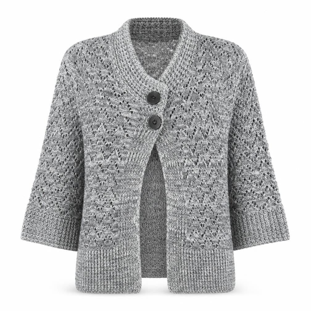 Voguish Womens Grey Round Neck Acrylic Cardigan Jumper Size S