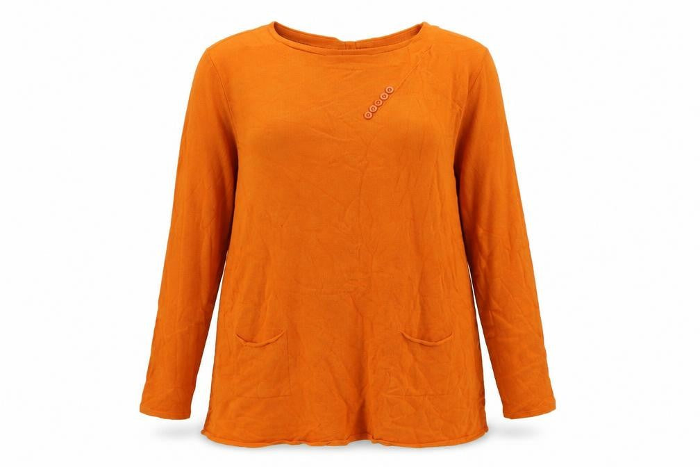e-woman Womens Orange Viscose Basic T-Shirt Size S Round Neck