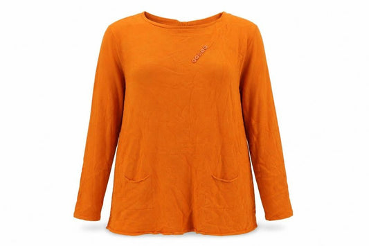 e-woman Womens Orange Viscose Basic T-Shirt Size S Round Neck
