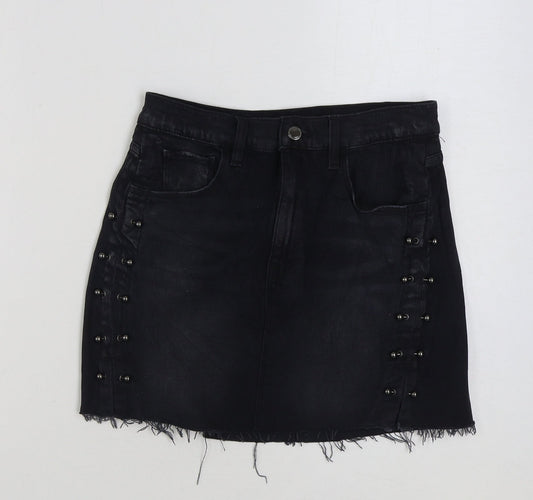 Hudson Womens Black Cotton Mini Skirt Size 27 in Button