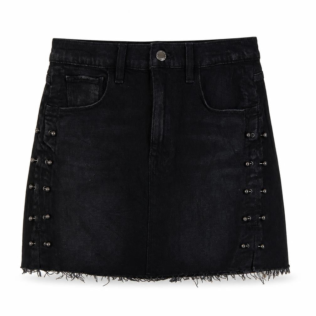 Hudson Womens Black Cotton Mini Skirt Size 27 in Button