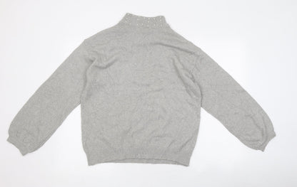 Body Flirt Womens Grey High Neck Polyester Pullover Jumper Size 8